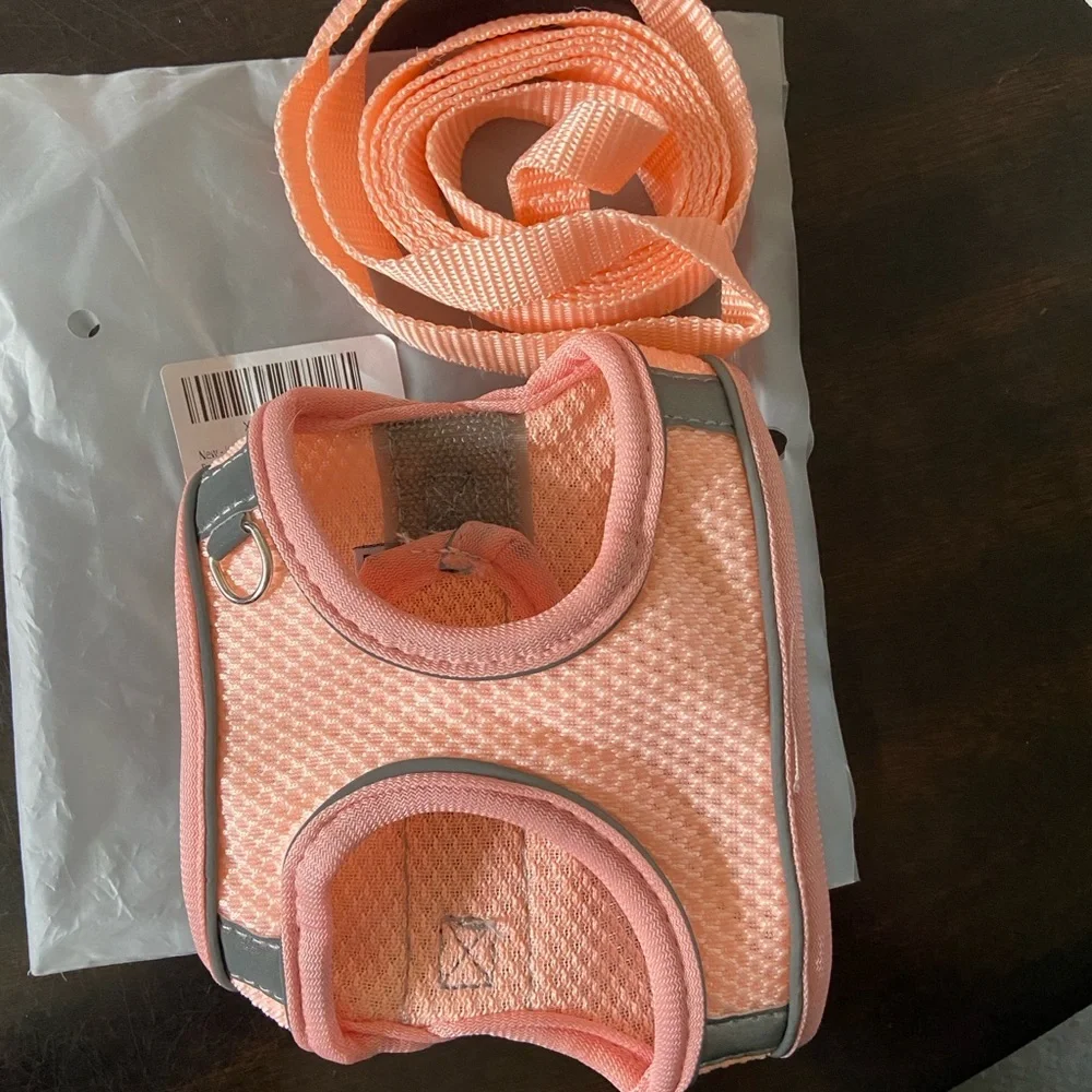 Puppy or kitten Soft Mesh Harness and Leash - Pink
